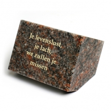 Gedenksteen 8x11x8cm: Je levenslust , je lach, we zullen je missen