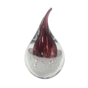 Glasreliek Traan met deeltjes crematie-as (drie formaten)