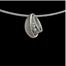 Design hanger in zilver met vingerafdruk + 3x zirkonia