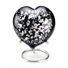 Hart mini urn zwart met zilverkleur