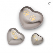 Hart mini urn met goudkleurige pootafdrukken