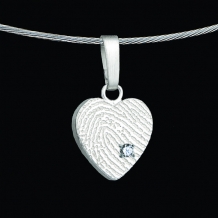 Hart hanger in zilver met vingerafdruk + zirkonia