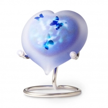 Pebbles knuffel Hart Frosted met vlinders: blauw incl. standaard (50ml)