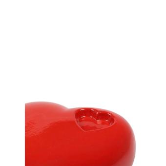 Hart urn in Rood keramiek - bovenzijde