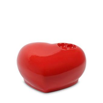 Hart urn in rood keramiek