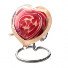 Hart mini urn van glas: roze opaak