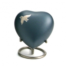 Hart urn Area Ascending met duif in zilverkleur + standaard