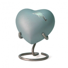 Hart urn Area Dolphin met Dolfijn in zilverkleur + standaard