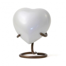 Hart urn Trinity Pearl White + standaard