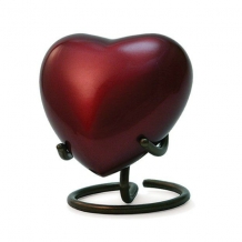 Hart urn Trinity Crimson Red + standaard