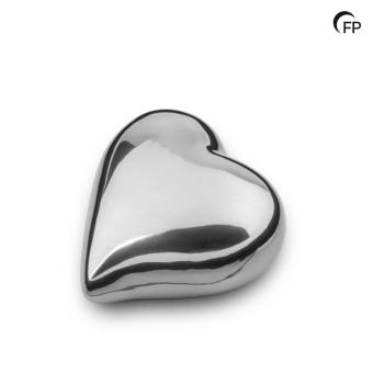 hart urn in zilverkleurig keramiek