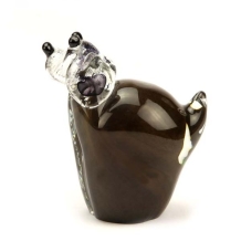 Hond mini urn van kristalglas: bruin