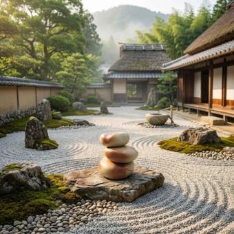 Kei urn in Zen tuin met stenen