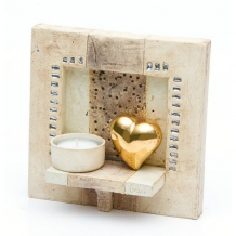 Altaar met waxine en Hart mini urn (stripe)