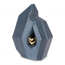 Design urn in blauw keramiek met gouden hart (3800ml)