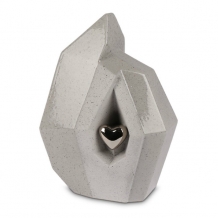 Design urn in grijs keramiek met zilverkleurig hart (3800ml)