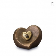 Dieren-urn van keramiek: Hart met pootafdruk
