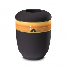 Urn in antraciet keramiek + waxine: Zonsondergang (400ml)