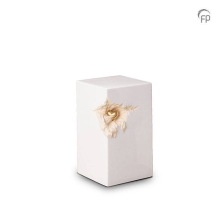 keramiek urn kleur wit met hartje in goudkleur