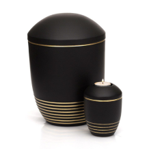 Keramiek urn Wave Basalt Gold met goudkleurige cirkels