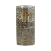 Zuil urn in bruin keramiek met kruis in goudkleur (4000ml)