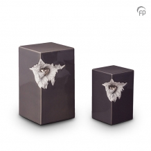 keramiek urn kleur grijs met hartje in zilverkleur