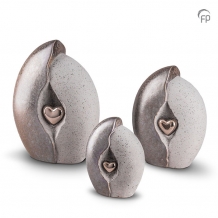 keramiek urn met hartje in zilverkleur