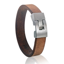 lederen armband L093-731 ruw bruin