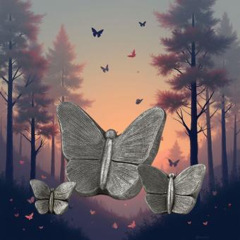 Mariposa vlinder urnen in zilverkleur