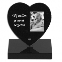 gedenk Hart 15x15cm met laserfoto persoon