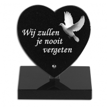 gedenk Hart 15x15cm met lasertekening
