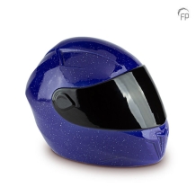 Helm urn in blauw keramiek