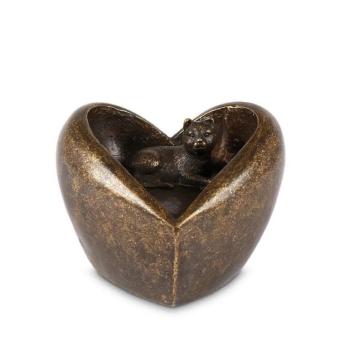 Urn in Brons: In My Heart Forever met Poes /Kat