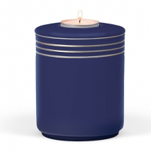 Urn + waxine Sapphir met decorband in goudkleur