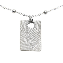 Plaathanger in zilver 22mm met vingerafdruk en hartje