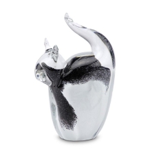 Poes mini-urn van kristalglas: zwart met wit