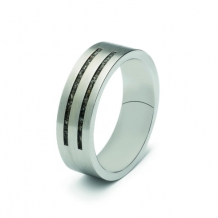 SeeYou Heren ring in edelstaal met dubbele askamer