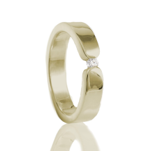 Traditionele as ring in geelgoud met gesloten askamer + zirkonia