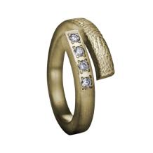 Design ring in geelgoud + vingerafdruk en zirkonia