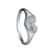 Ring in zilver Hart met zirkonia + vingerafdruk