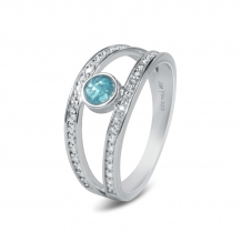 Ring met ronde askamer + zirkonia en dubbele band