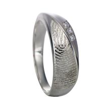 Ring in zilver met 3x zirkonia + vingerafdruk