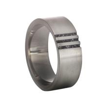 Ring in zilver met open askamer en 3 lijnen met crematie-as
