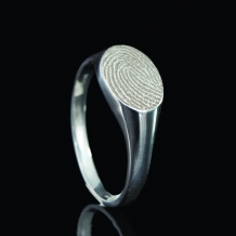 Ring in Sterling zilver + vingerafdruk op ovaal vlak