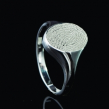 Ring in Sterling zilver + vingerafdruk op ovaal vlak