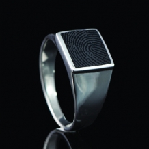 Zegelring in Sterling zilver + vingerafdruk in Onyx