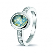 SeeYou ring in zilver met ovale askamer + zirkonia