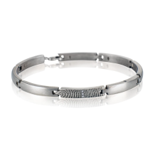 Massieve schakelarmband met vingerafdruk + zirkonia