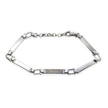 Zilveren schakelarmband met karabijnsluiting en vingerafdruk