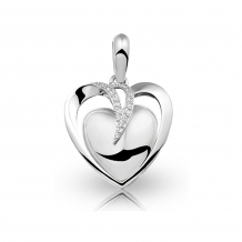 Hart ashanger met zirkonia in zilver